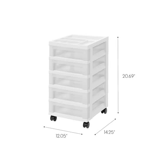 IRIS White 5Drawer Storage Cart With Organizer Top Michaels